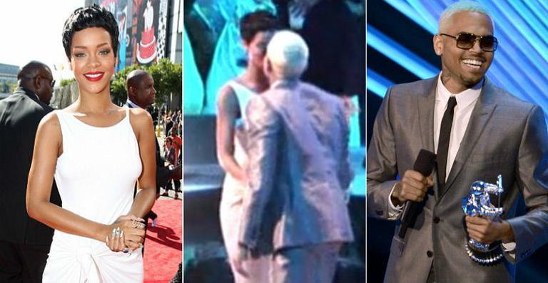 Apenas bons amigos? Rihanna e Chris Brown dão selinho em premiação de música