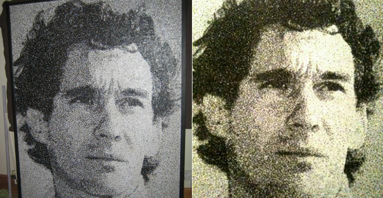 Artista retrata Ayrton Senna com pedaços de papel