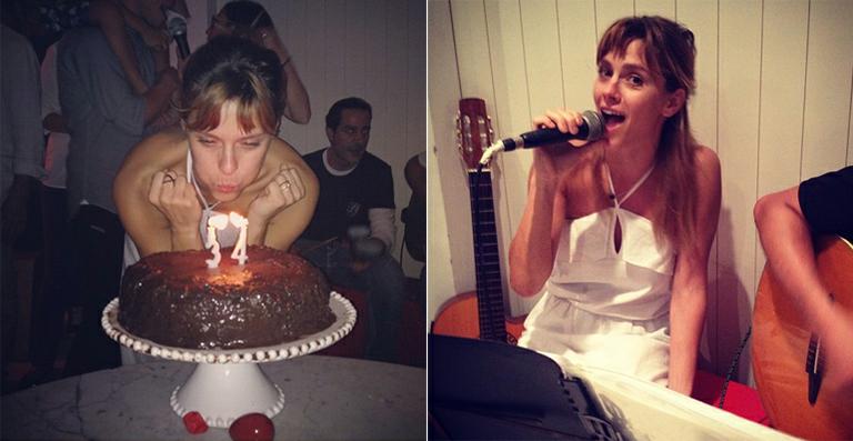 Carolina Dieckmann comemora aniversário com bolo de chocolate