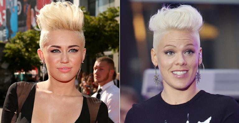 Quem fica melhor com o pompadour loiro: Miley ou Pink?