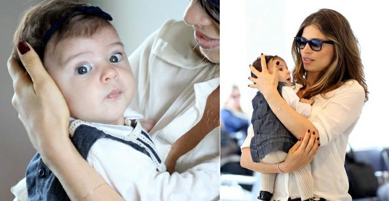 Grazi Massafera é vista com a filha Sofia em aeroporto