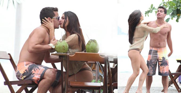 Ísis Valverde e Thiago Martins trocam beijos em gravações de ‘Avenida Brasil’