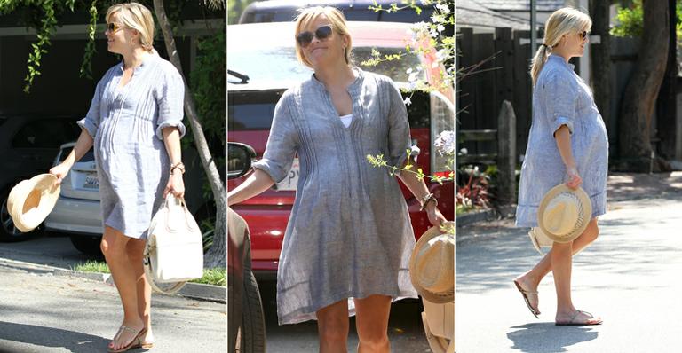 Grávida, Reese Witherspoon mostra barrigão nos Estados Unidos