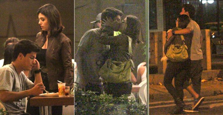 Giovanna Lancellotti e Arthur Aguiar trocam beijos e carinhos no Rio