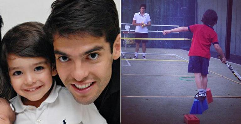 Filho de peixe? Luca, filho de Kaká, pratica tênis em Madrid, na Espanha