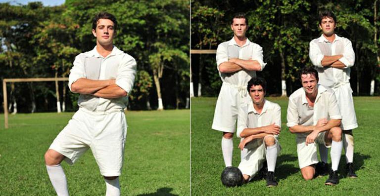 Galãs treinam para fazer feio em campo nas gravações de ‘Lado a Lado’