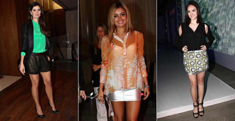 Estrelas deixam as pernas à mostra em noite de desfile em SP