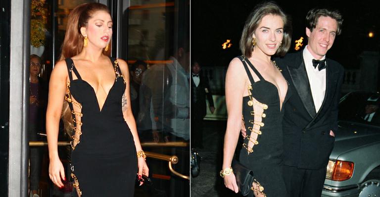 Lady Gaga usa Vesace igual ao que Elizabeth Hurley vestiu há 18 anos