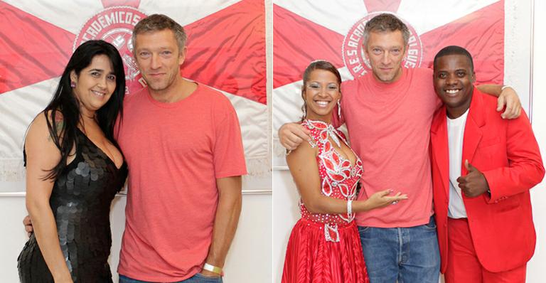Vincent Cassel prestigia ensaio da escola de samba da Salgueiro, no Rio de Janeiro