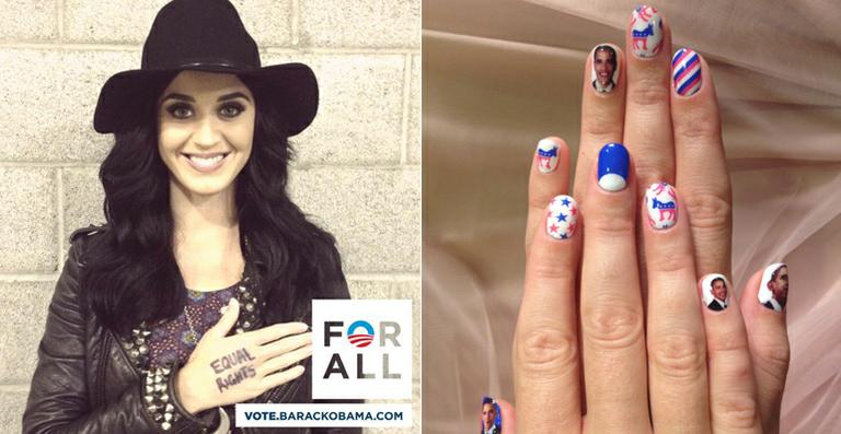 Katy Perry pinta até a unha para apoiar Barack Obama