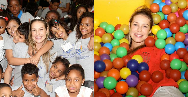 Luana Piovani faz festa para crianças carentes e recebe título de madrinha