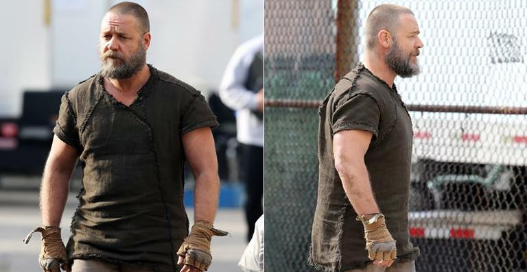 Russell Crowe aparece mais forte durante filmagens de ‘Noah’, seu atual trabalho nos cinemas