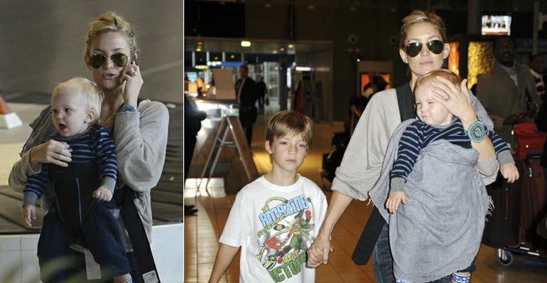 Kate Hudson desembarca com os simpáticos herdeiros na França