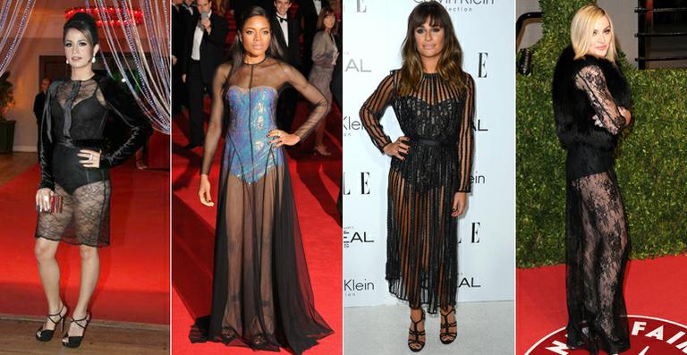 Famosas apostam em vestidos transparentes. Você usaria?