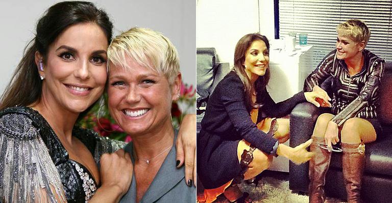 Inseparáveis! Ivete Sangalo e Xuxa Meneghel se encontram em camarim da Globo