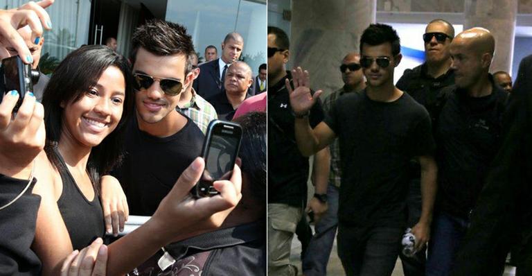 Taylor Lautner deixa Rio de Janeiro cercado de fãs