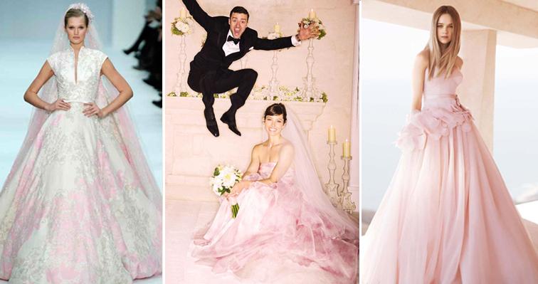 Vestido rosa se torna tendência entre noivas, saiba como usar