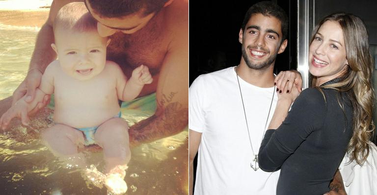 Dom, filho de Luana Piovani, faz sua estreia no mar