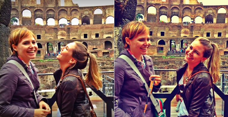 Louise D’Tuani e Letícia Colin se encontram no Coliseu, em Roma