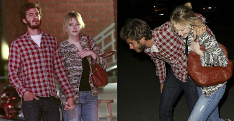Andrew Garfield e Emma Stone se divertem com paparazzi