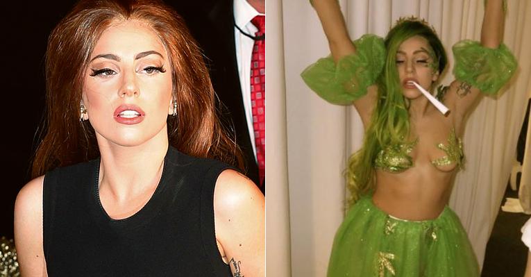 Lady Gaga se fantasia de maconha para curtir festa de Halloween