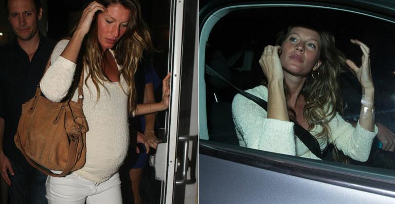 Grávida, Gisele Bündchen sai para jantar com marido, Tom Brady