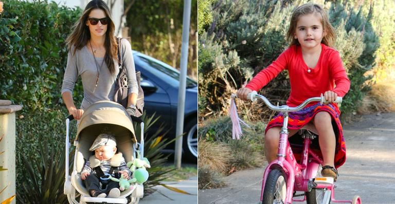 Alessandra Ambrosio passeia com os herdeiros no final de semana