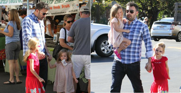 Paizão: Ben Affleck leva filhas Violet e Seraphina para fazer compras em feira livre