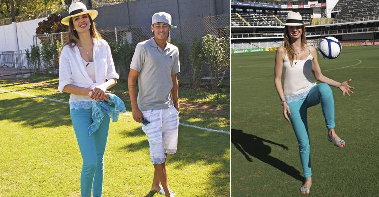 Luciana Gimenez entrevista Neymar e arrisca embaixadinhas