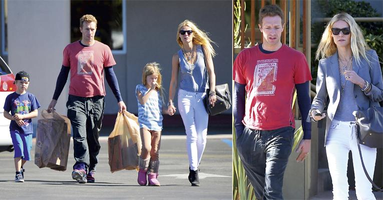 Gwyneth Paltrow mima os filhos ao lado do amado Chris Martin