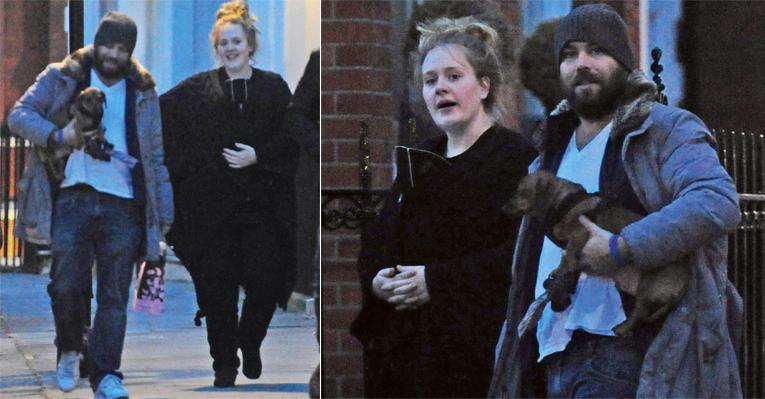 Adele faz primeiro passeio com o filho recém-nascido