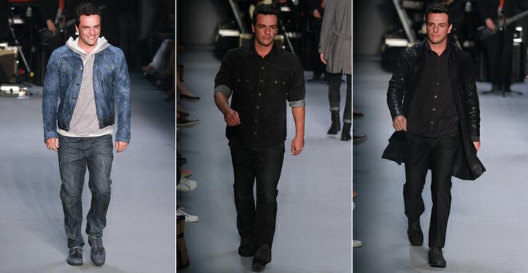Rodrigo Lombardi brilha em passarela de desfile no Fashion Rio