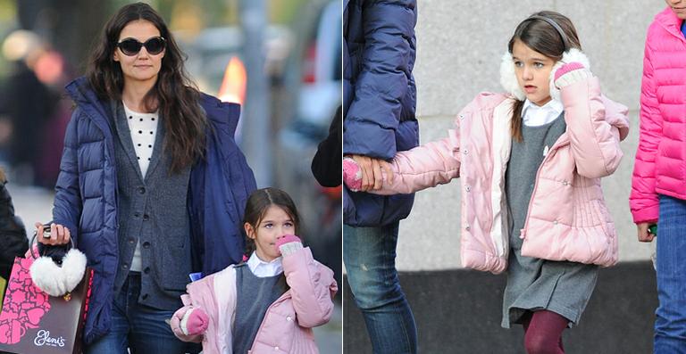 Katie Holmes e Suri Cruise vão juntas para casa em Nova York