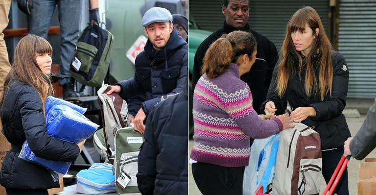 Justin Timberlake e Jessica Biel ajudam vítimas do furacão Sandy