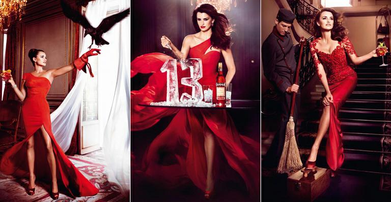 Com looks vermelhos sensuais, Penélope Cruz é estrela de Calendário 2013