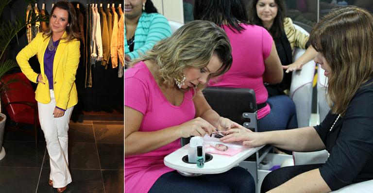 Fernanda Souza troca de lugar com xará anônima e tem dia de manicure