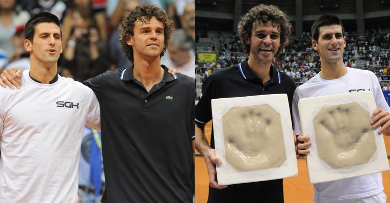 Gustavo Kuerten vence Novak Djokovic em amistoso no Maracanãzinho