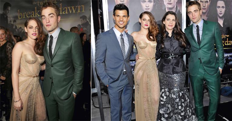Elegantes, Kristen Stewart e Robert Pattison vão à première de ‘Amanhecer – Parte 2’