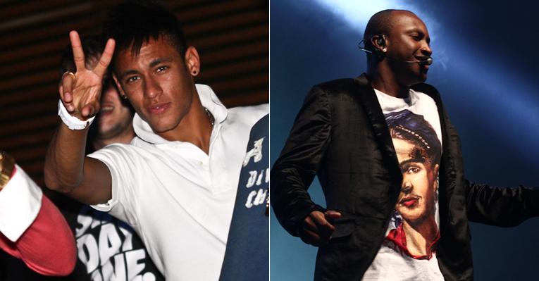 Sozinho, Neymar se diverte em show do amigo Thiaguinho