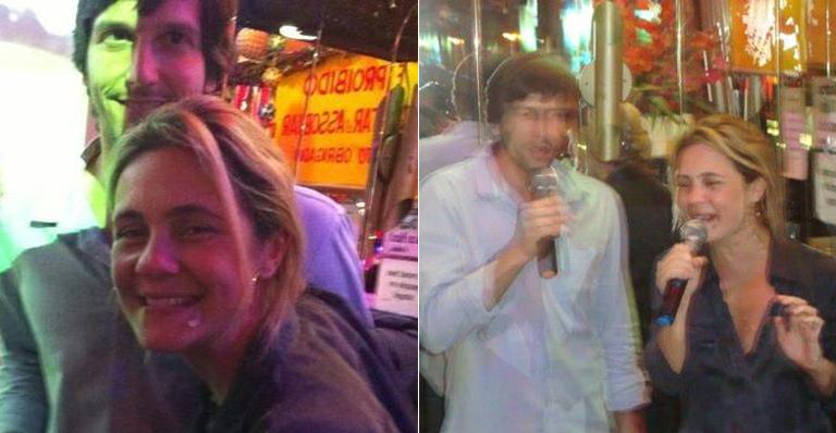 Adriana Esteves e Vladimir Brichta namoram e cantam em karaokê