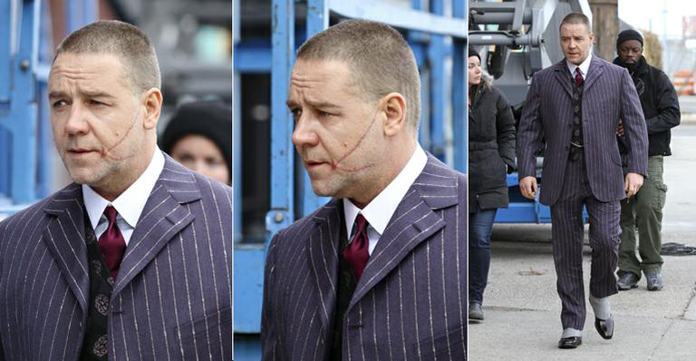 Russell Crowe aparece com cicatriz no rosto em novo trabalho no cinema