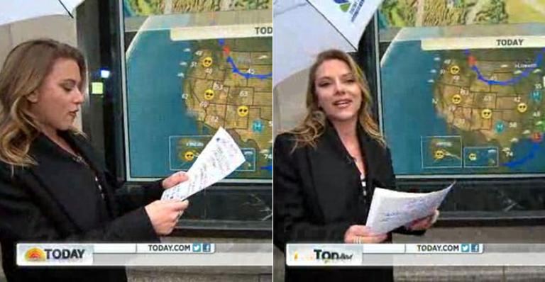 Scarlett Johansson realiza seu sonho e vira garota do tempo no programa ‘Today Show’