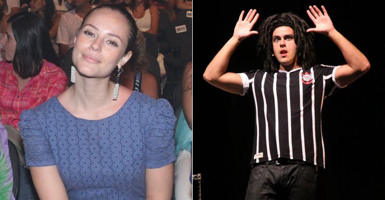 Paolla Oliveira aplaude Joaquim Lopes no teatro