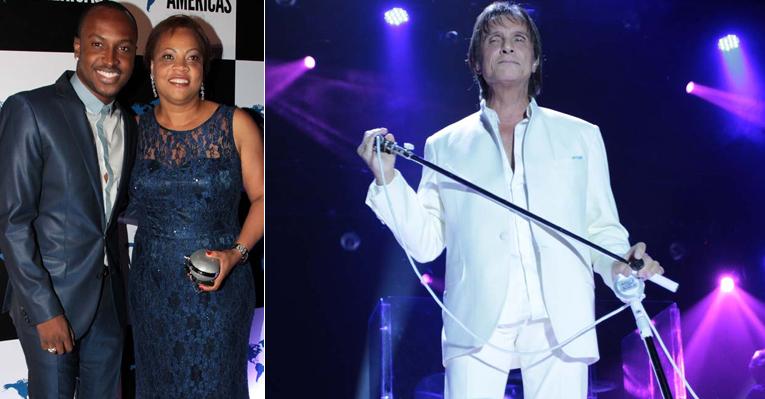 Thiaguinho leva a mãe a show de Roberto Carlos