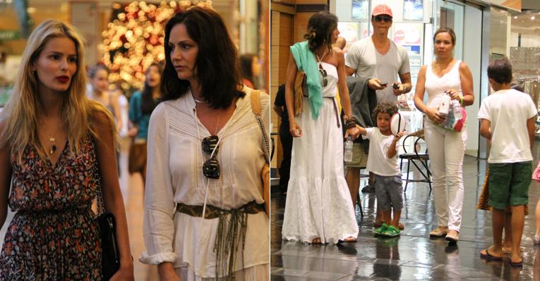 Luiza Brunet e Márcio Garcia curtem o sábado com a família no shopping