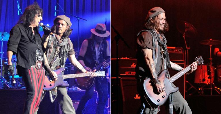 Johnny Depp toca guitarra em show de Alice Cooper