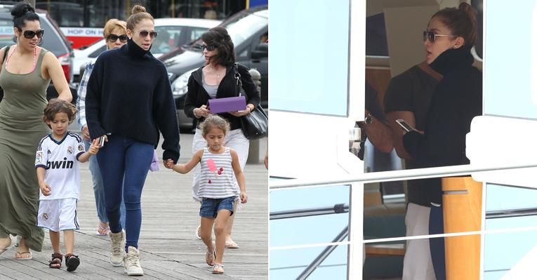 Jennifer Lopez leva família e equipe para passeio de barco
