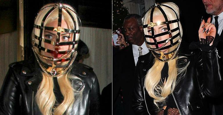 Lady Gaga surge com espécie de mordaça