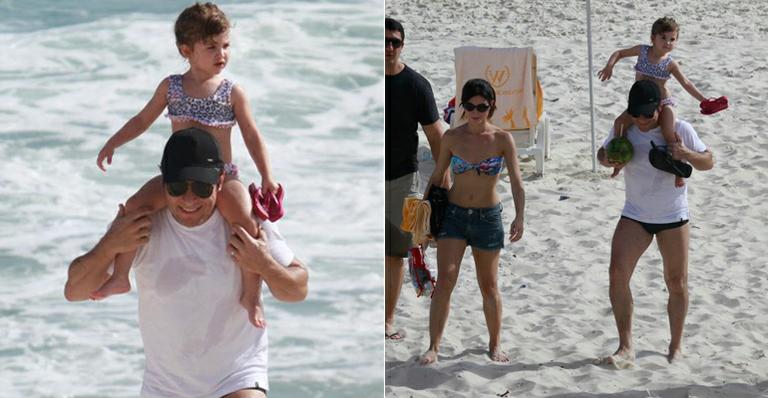 Daniel curte dia na praia com Aline e Lara
