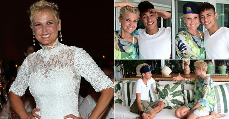 Xuxa usa o boné de Neymar durante entrevista para o especial de verão do ‘TV Xuxa’